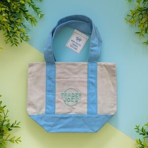 Trader Joe’s Limited Edition Mini Canvas Tote Bag – Pastel Blue